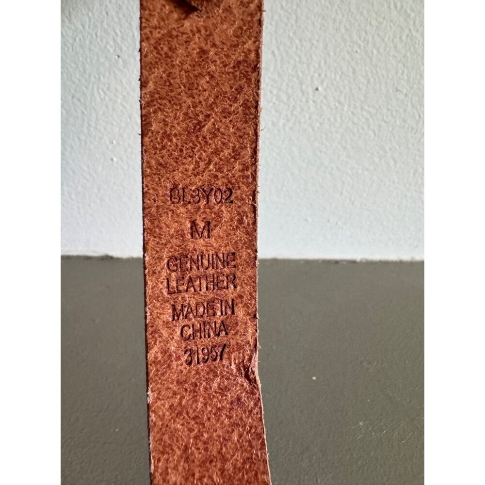 Sperry Leather Belt Silver Metallic & Brown Thin Womens Medium Preppy Twee - Picture 6 of 9